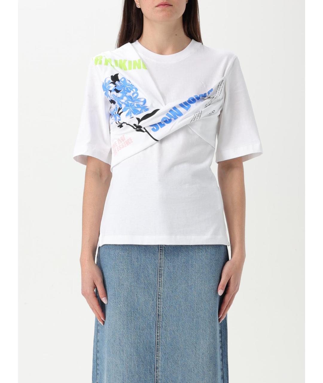 MOSCHINO JEANS Белая хлопковая футболка, фото 4