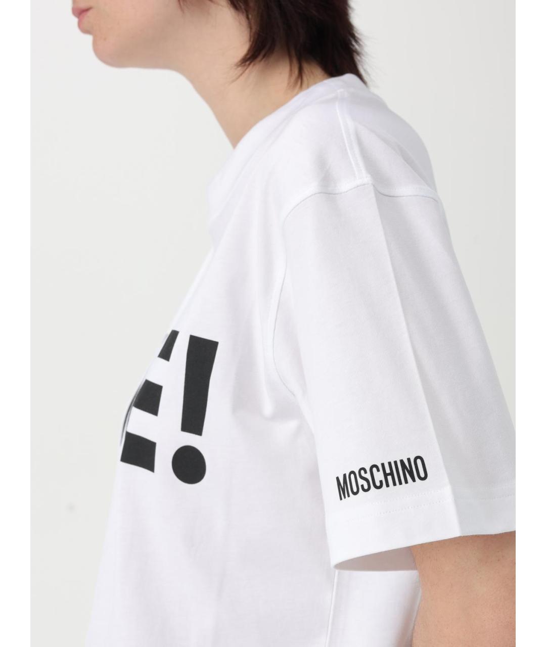 MOSCHINO Белая хлопковая футболка, фото 4