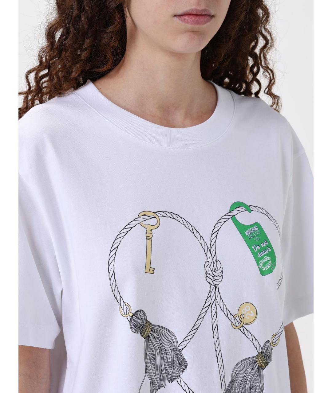 MOSCHINO JEANS Белая хлопковая футболка, фото 4