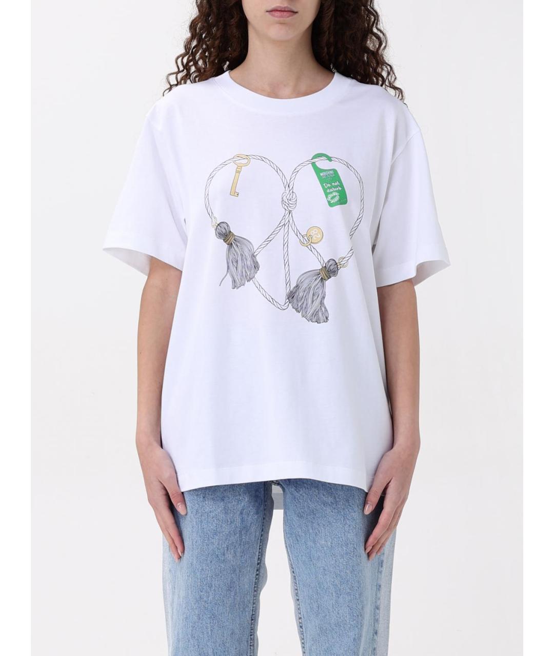 MOSCHINO JEANS Белая хлопковая футболка, фото 2