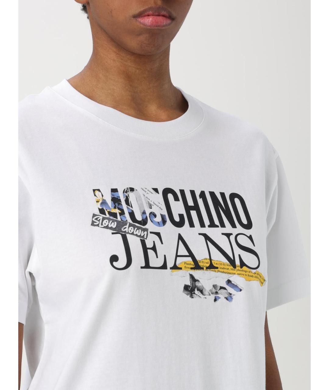 MOSCHINO JEANS Белая хлопковая футболка, фото 4