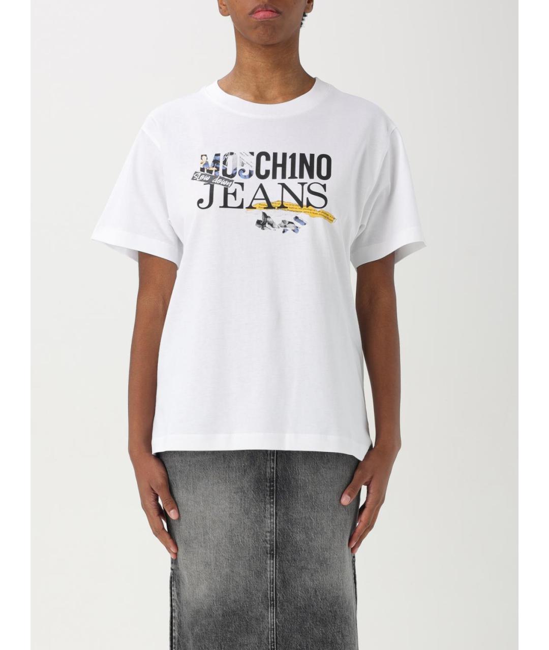 MOSCHINO JEANS Белая хлопковая футболка, фото 2