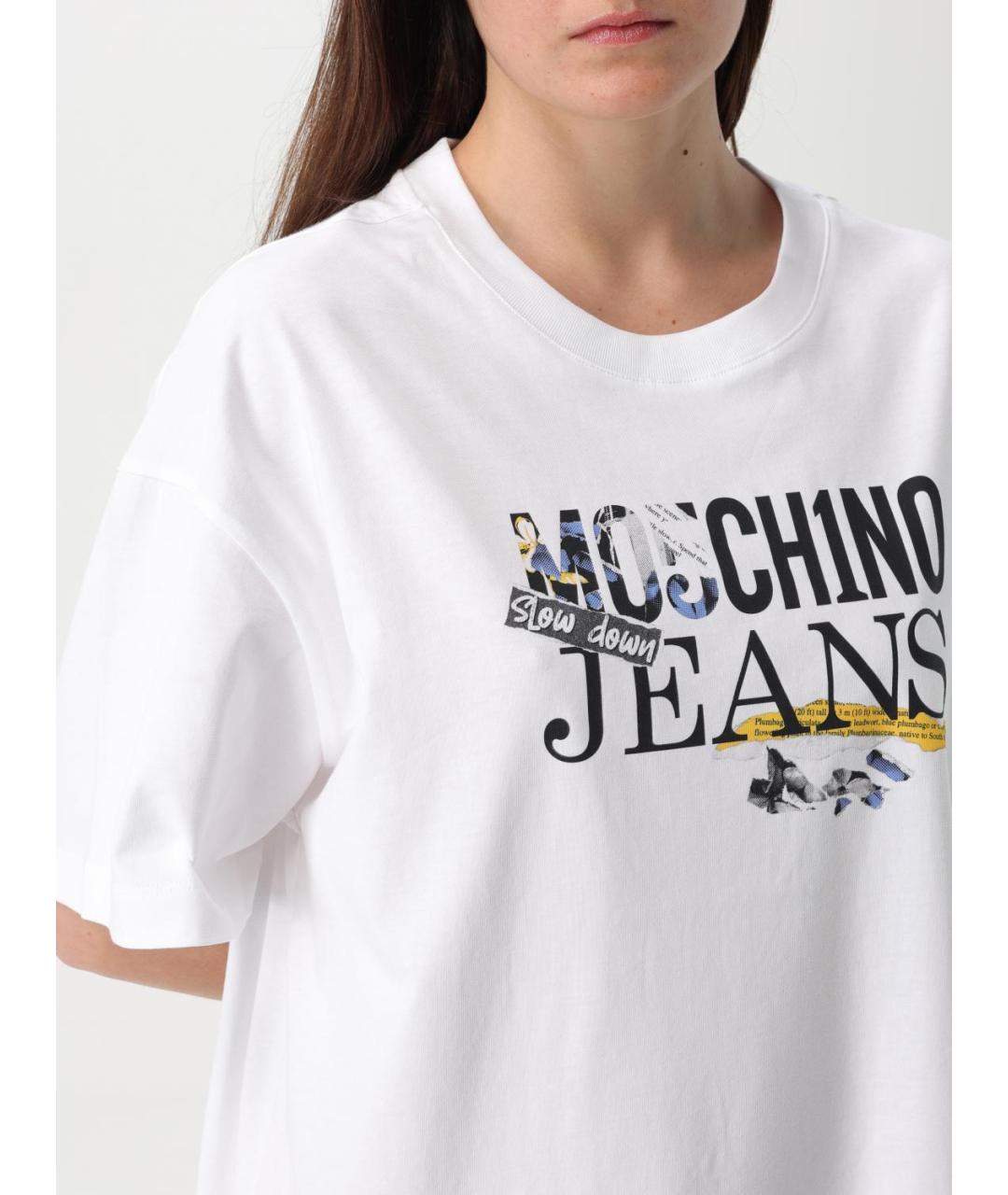 MOSCHINO JEANS Белое хлопковое повседневное платье, фото 3