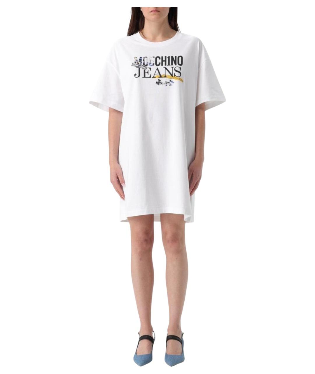 MOSCHINO JEANS Белое хлопковое повседневное платье, фото 1