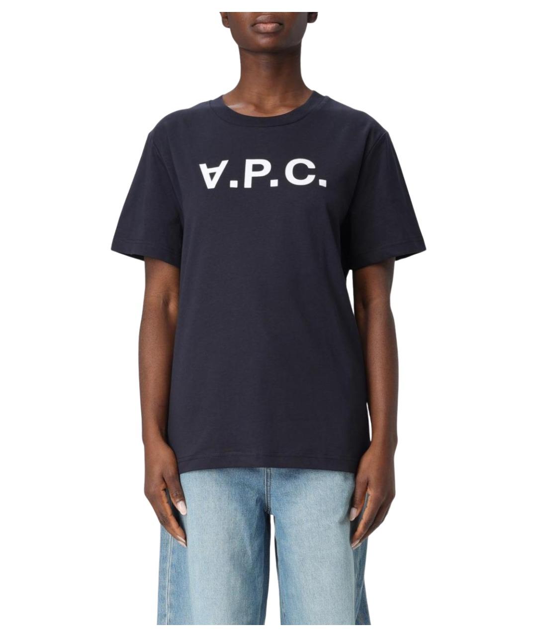 A.P.C. Темно-синяя хлопковая футболка, фото 1
