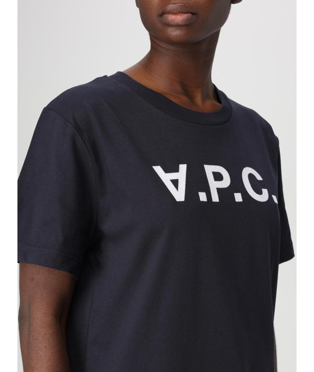 A.P.C. Темно-синяя хлопковая футболка, фото 3