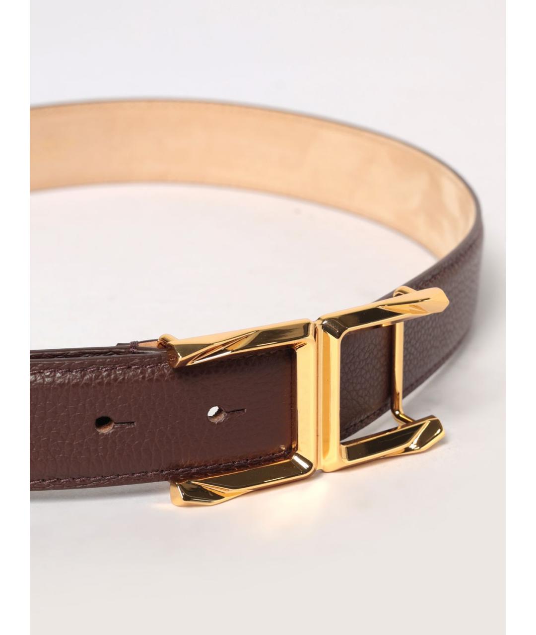 ELISABETTA FRANCHI Коричневый кожаный ремень, фото 2