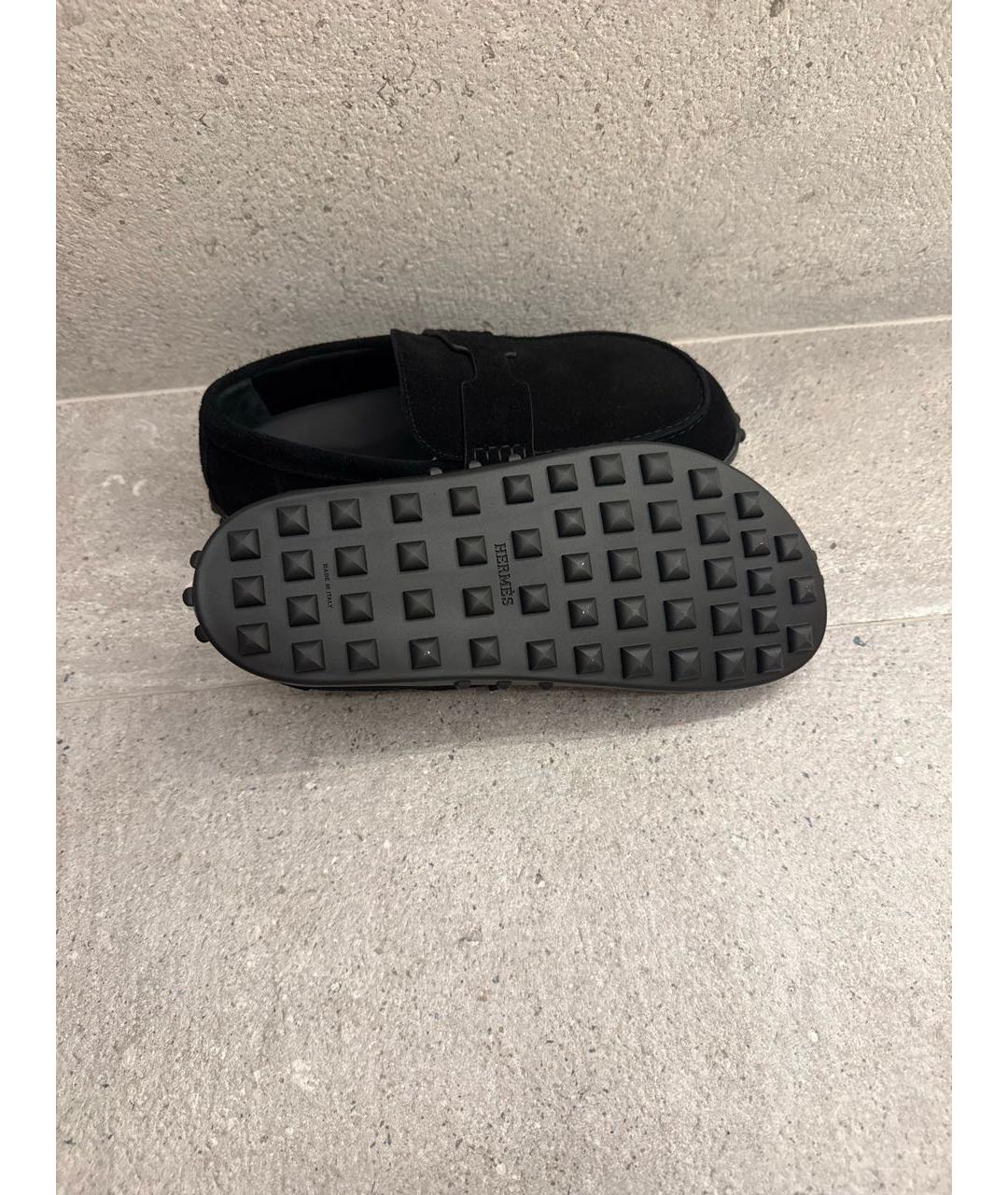 HERMES Черные замшевые мокасины, фото 3