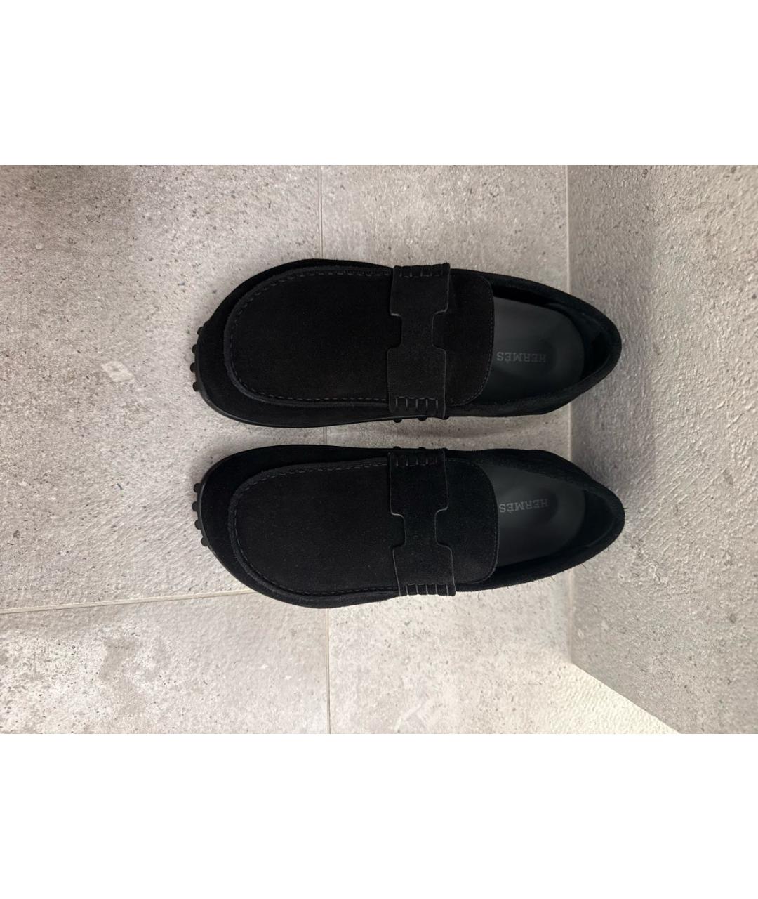 HERMES Черные замшевые мокасины, фото 2