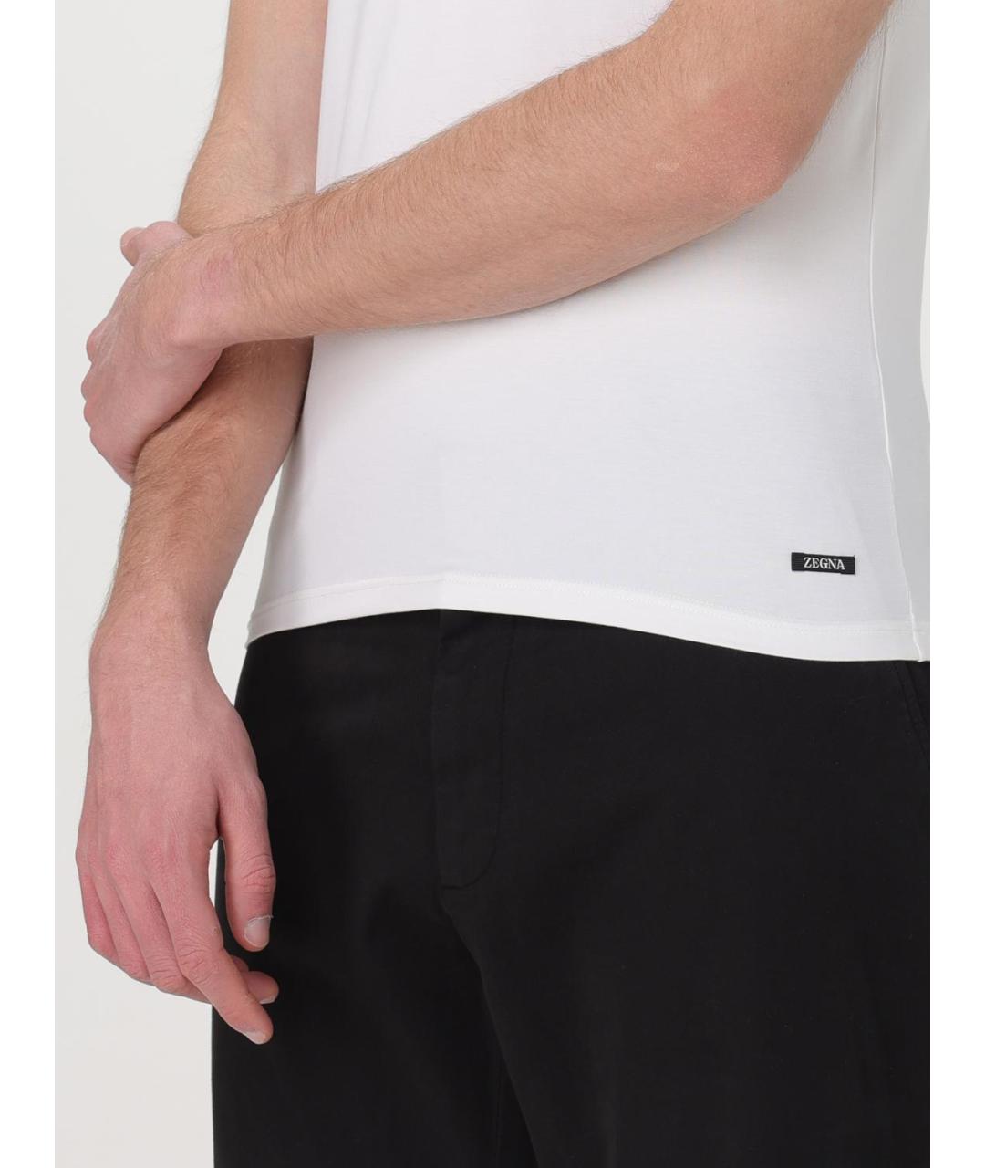ZEGNA Белая хлопковая футболка, фото 4