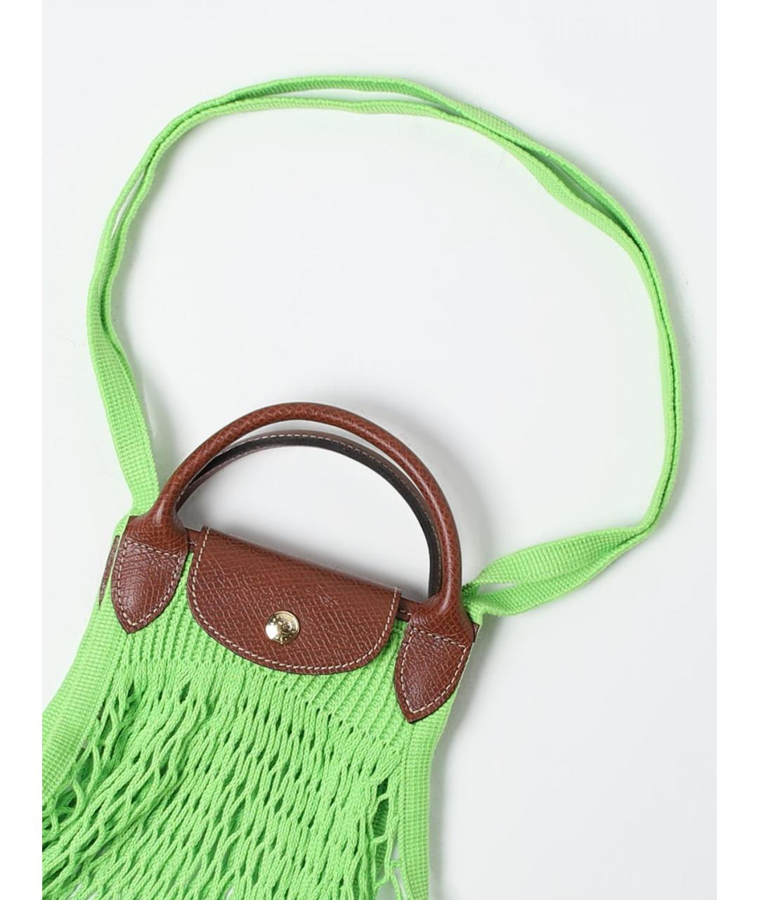 LONGCHAMP Зеленая тканевая сумка с короткими ручками, фото 3