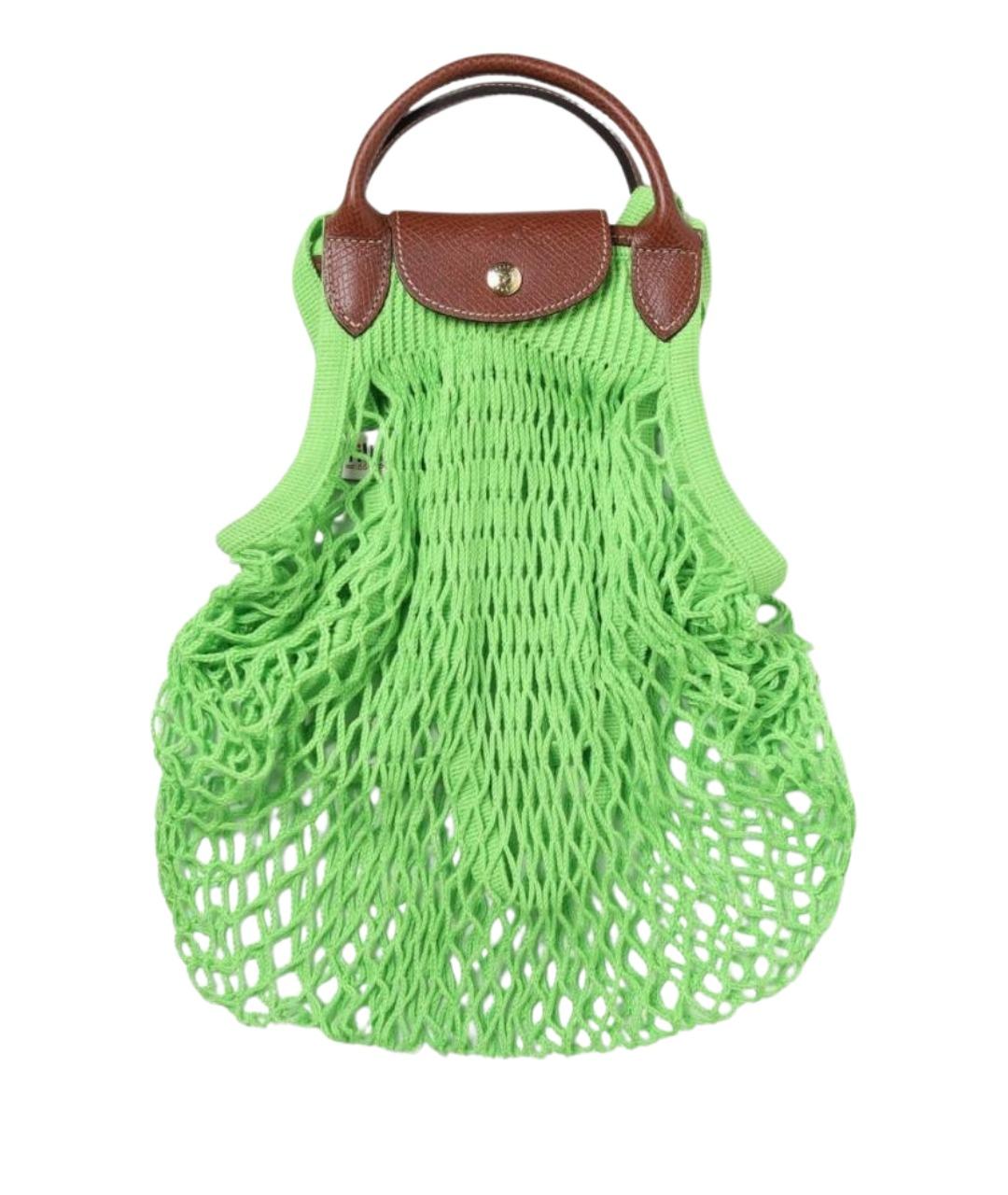 LONGCHAMP Зеленая тканевая сумка с короткими ручками, фото 1