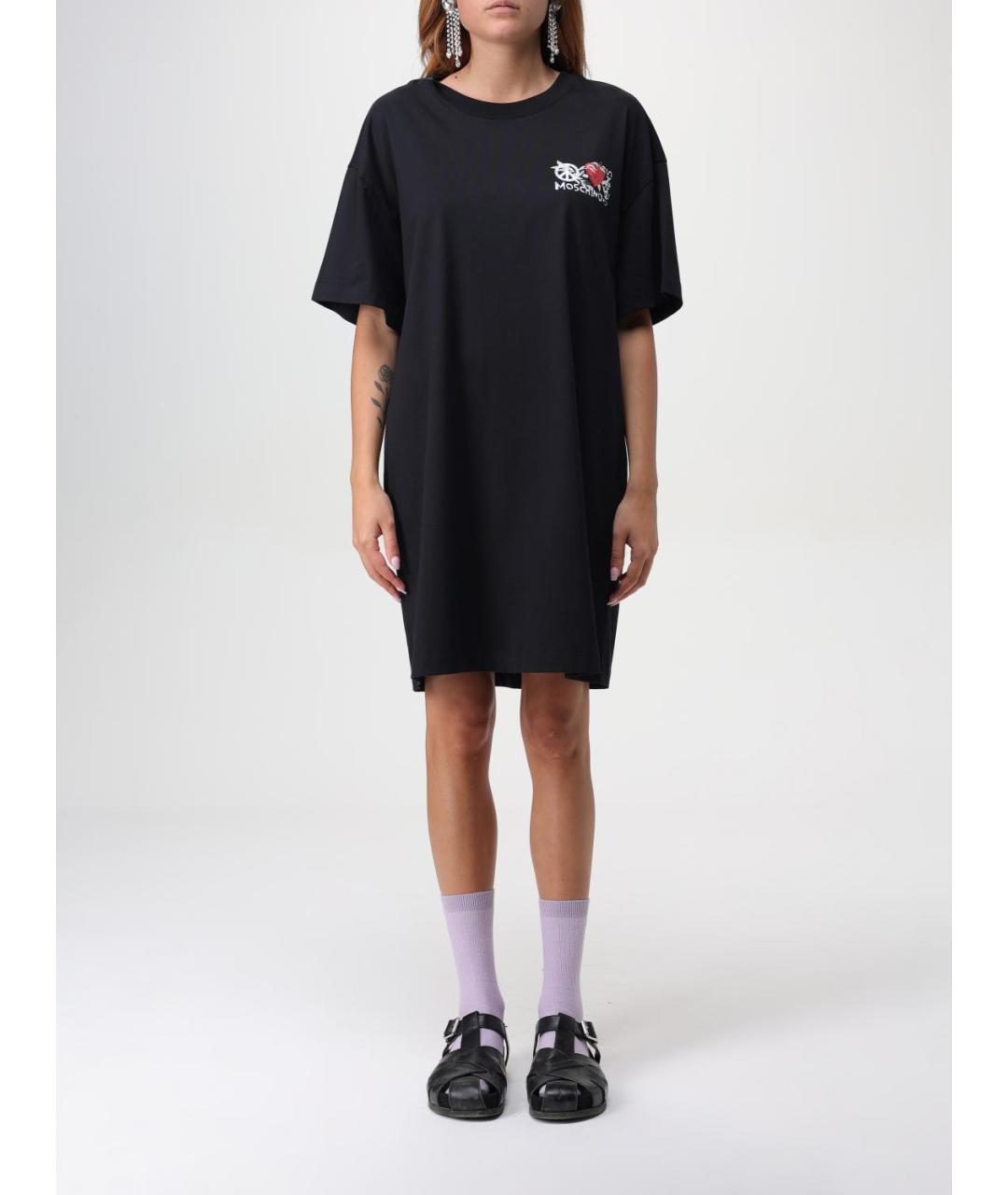 MOSCHINO JEANS Черное хлопковое повседневное платье, фото 4