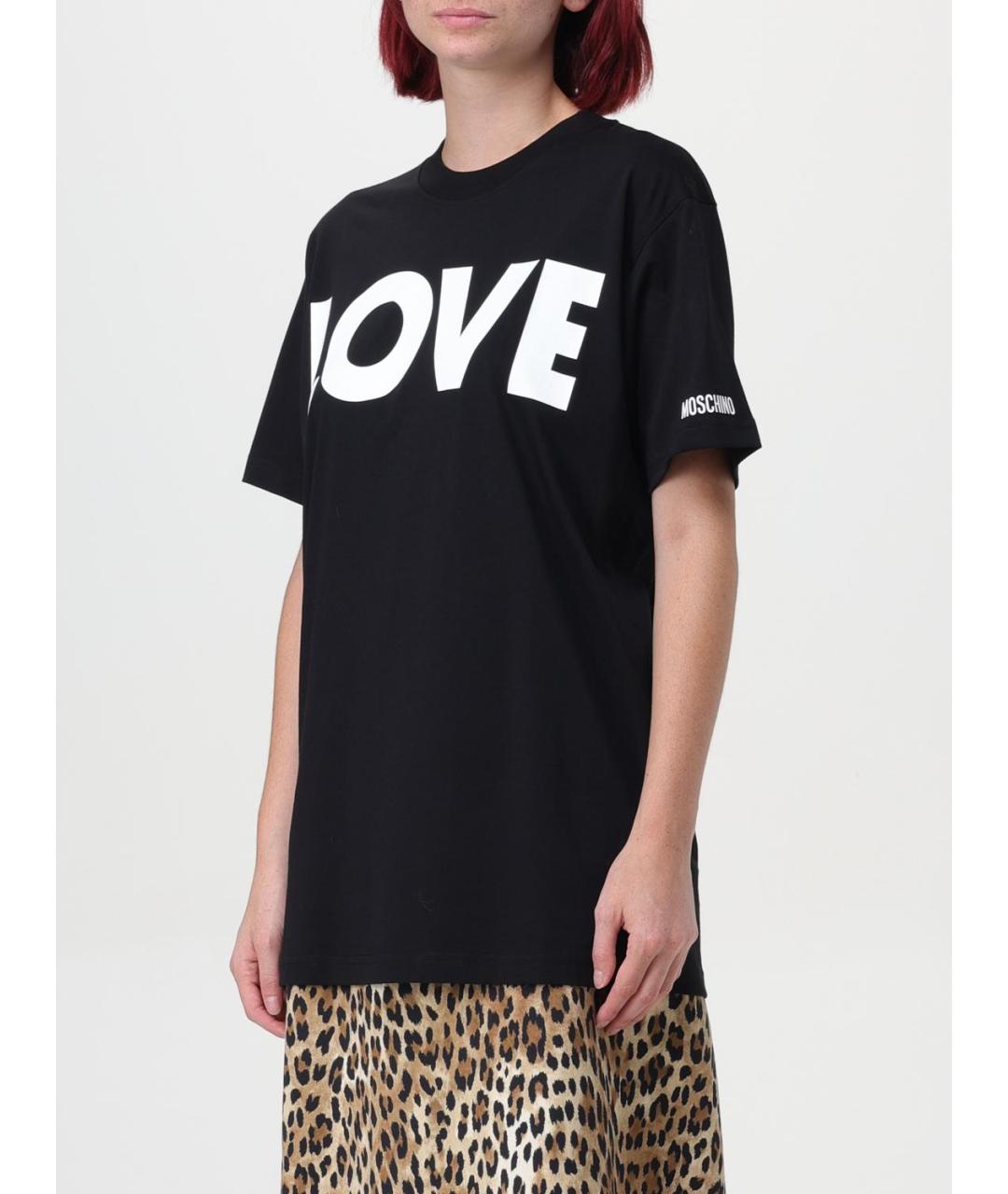 MOSCHINO Черная хлопковая футболка, фото 4