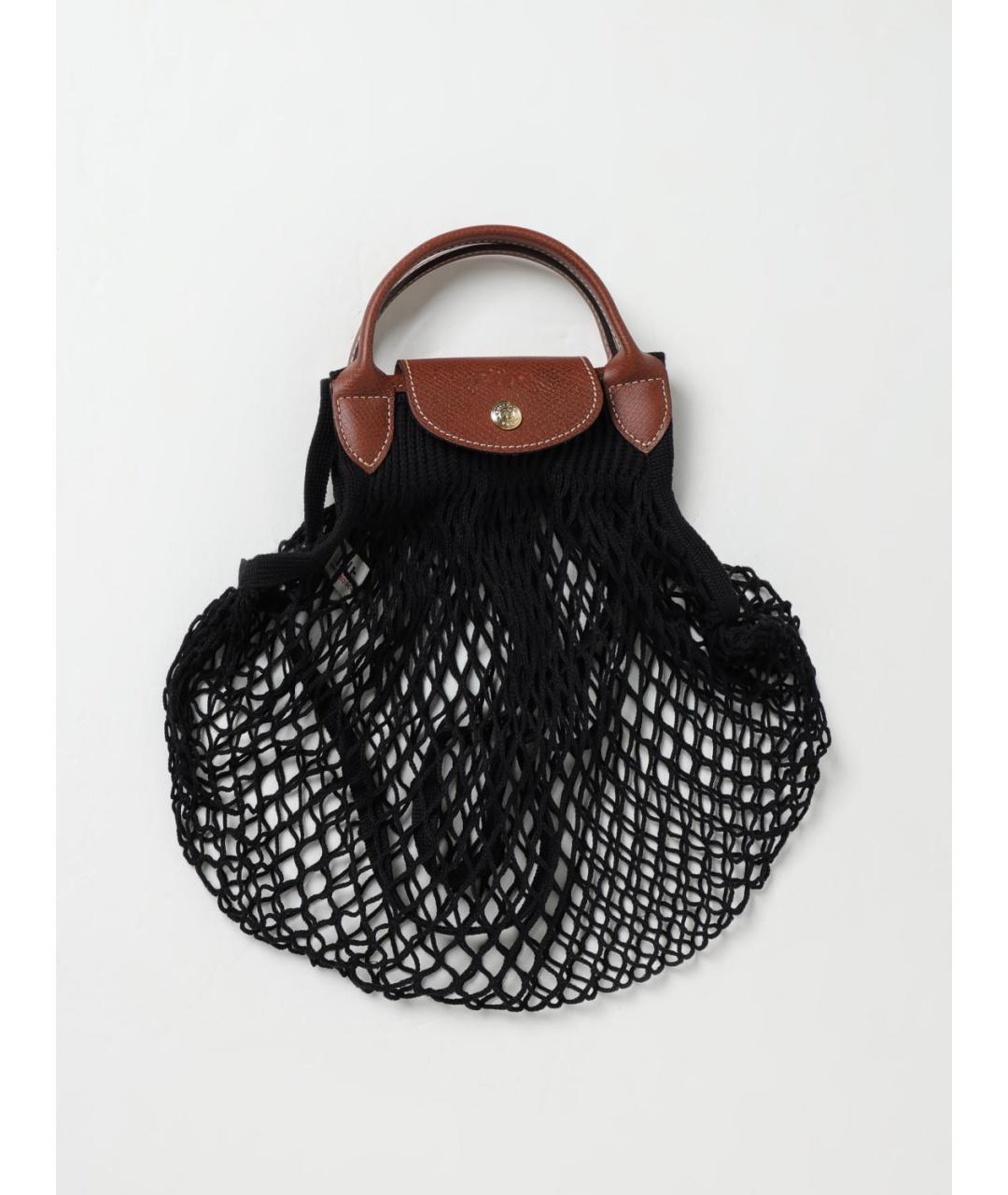 LONGCHAMP Черная тканевая сумка с короткими ручками, фото 4