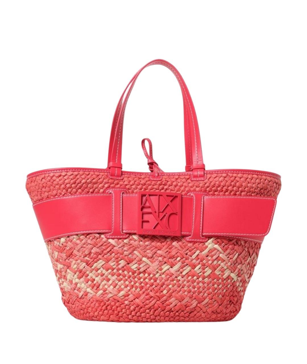 ARMANI EXCHANGE Коралловая пелетеная сумка тоут, фото 1