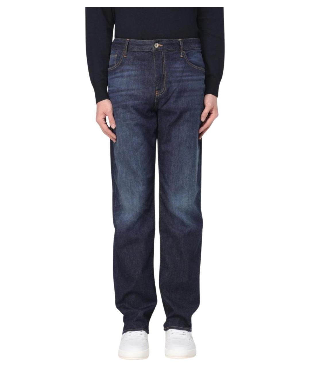 ARMANI EXCHANGE Синие хлопковые прямые джинсы, фото 1