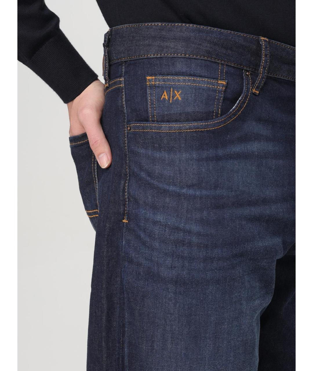 ARMANI EXCHANGE Синие хлопковые прямые джинсы, фото 3