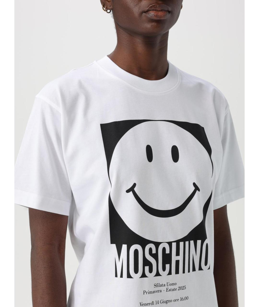 MOSCHINO Белая хлопковая футболка, фото 5