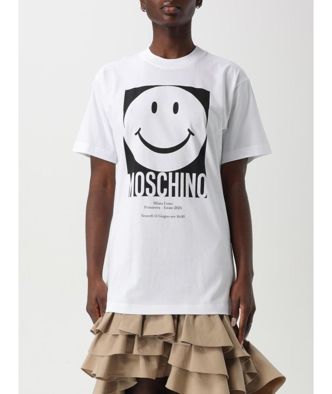 MOSCHINO Белая хлопковая футболка, фото 2