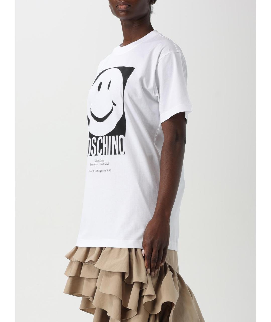 MOSCHINO Белая хлопковая футболка, фото 4