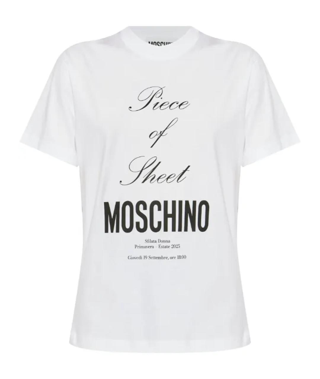 MOSCHINO Белая хлопковая футболка, фото 1