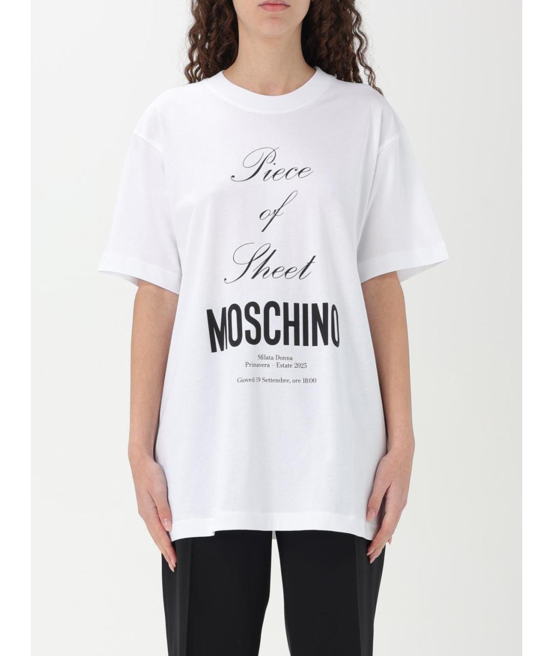 MOSCHINO Белая хлопковая футболка, фото 2