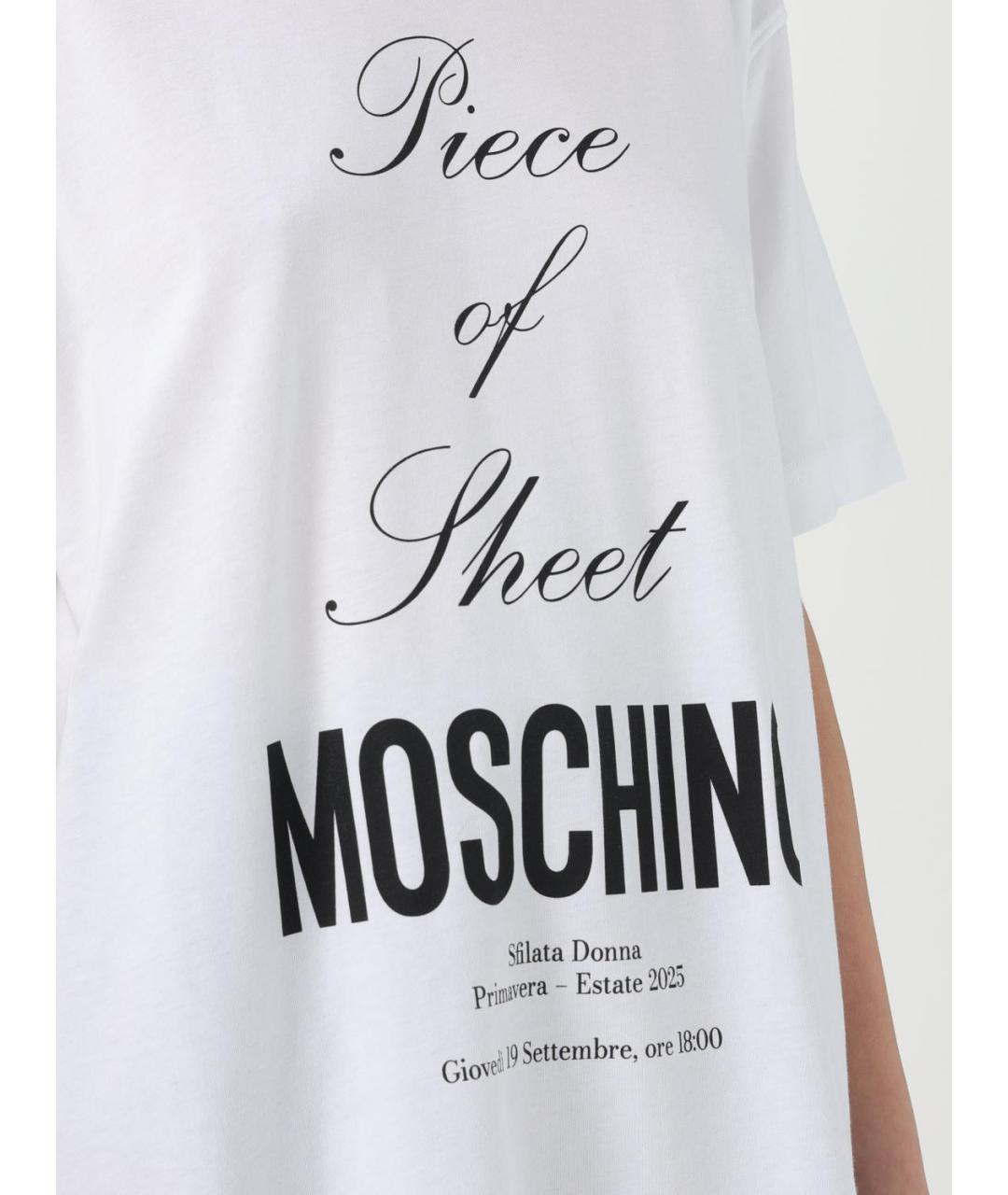 MOSCHINO Белая хлопковая футболка, фото 6