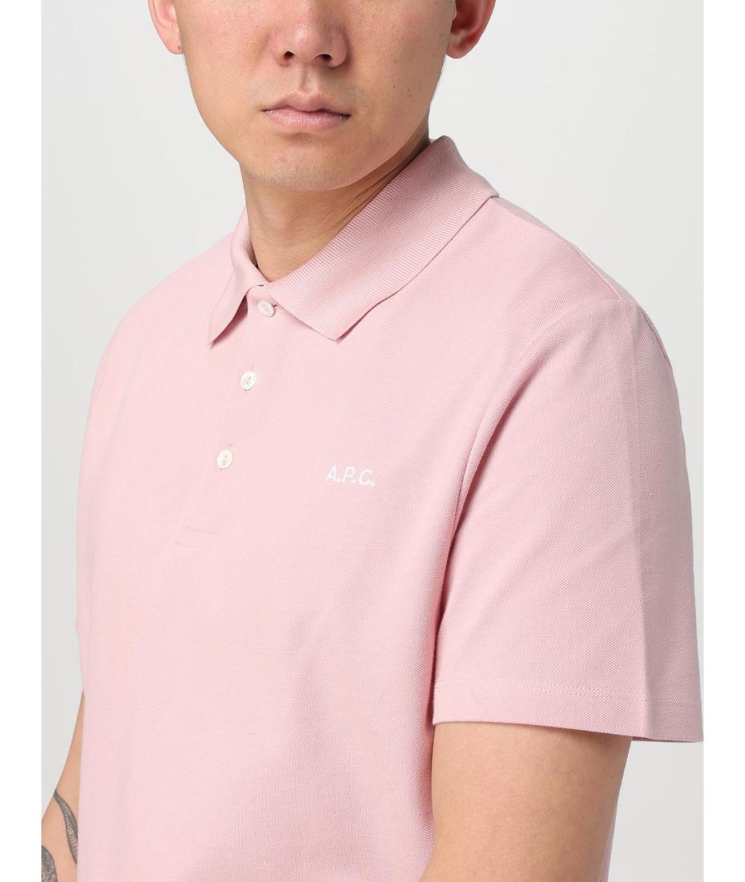 A.P.C. Розовое хлопковое поло с коротким рукавом, фото 4
