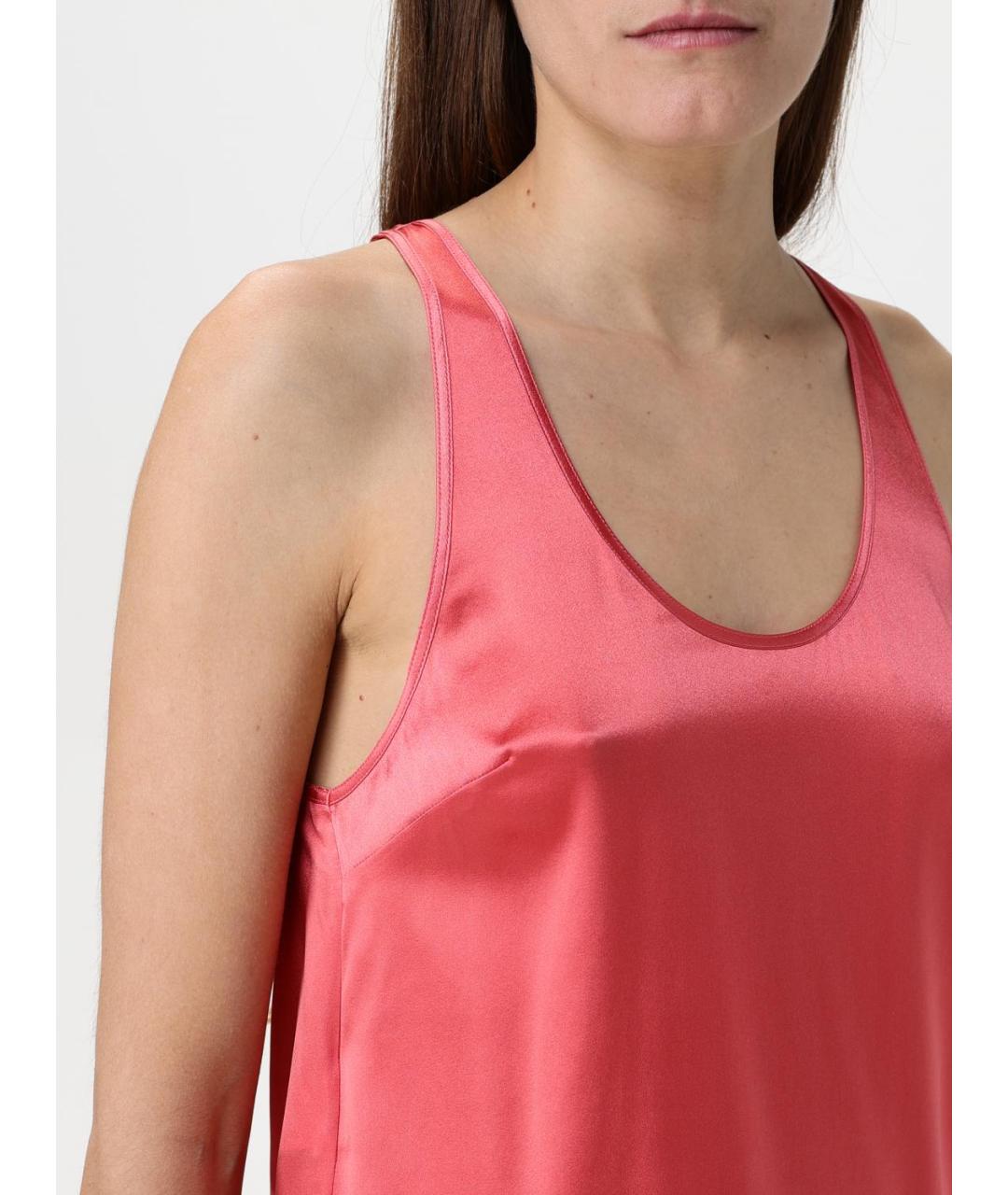 PINKO Коралловая шелковая майка, фото 3