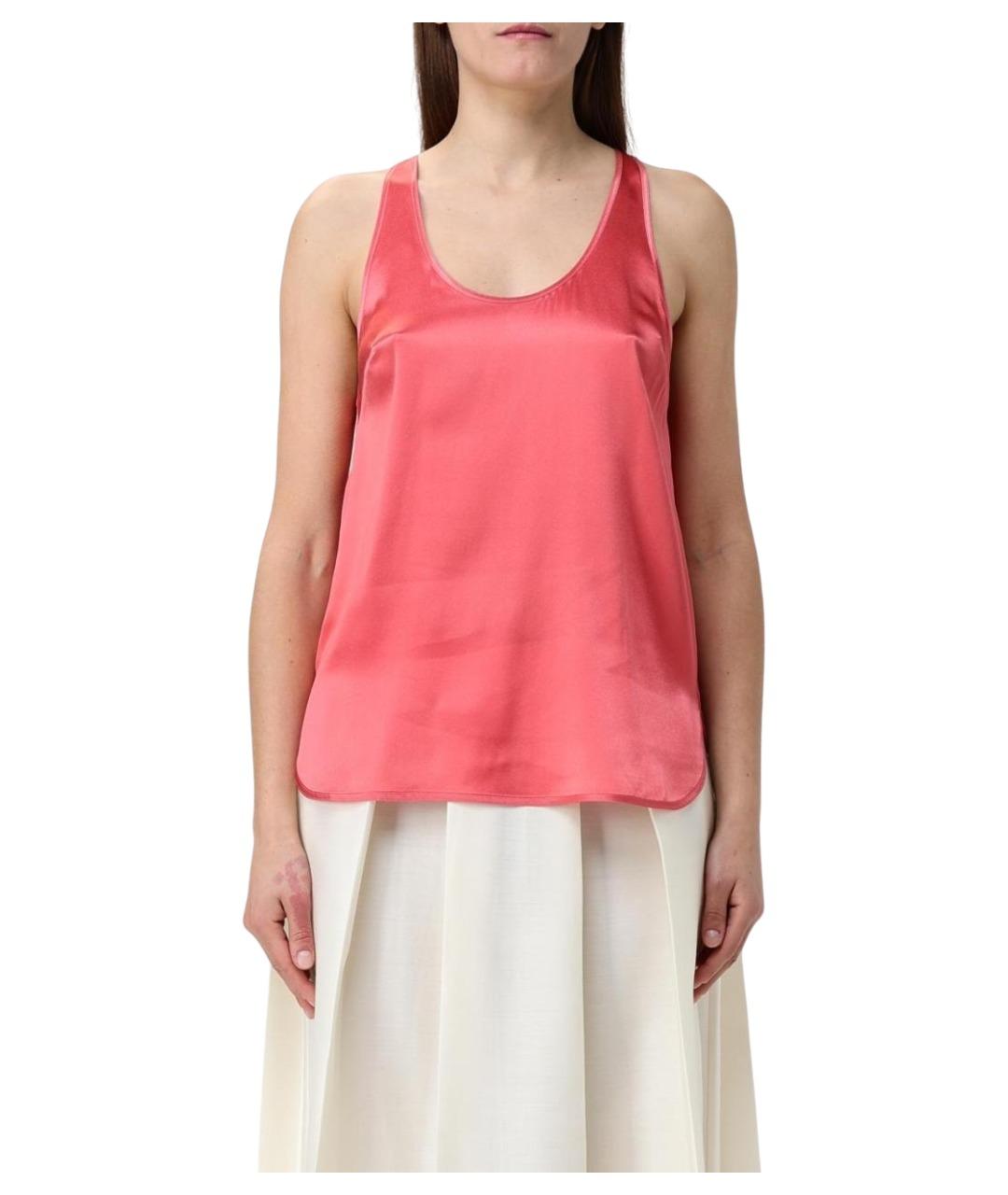 PINKO Коралловая шелковая майка, фото 1