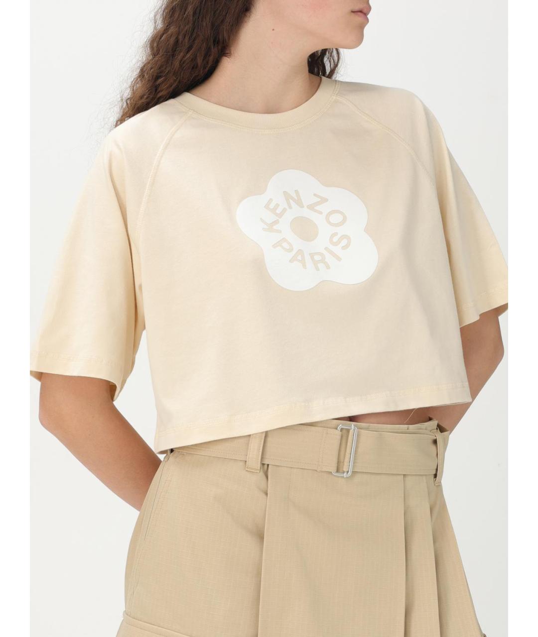 KENZO Бежевая хлопковая футболка, фото 4