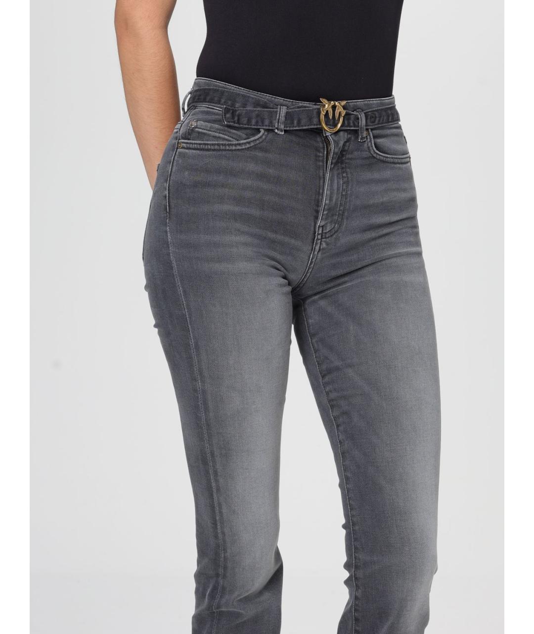 PINKO Серые хлопковые джинсы слим, фото 3