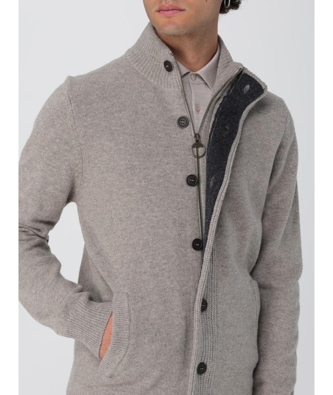 BARBOUR Серый шерстяной кардиган, фото 4
