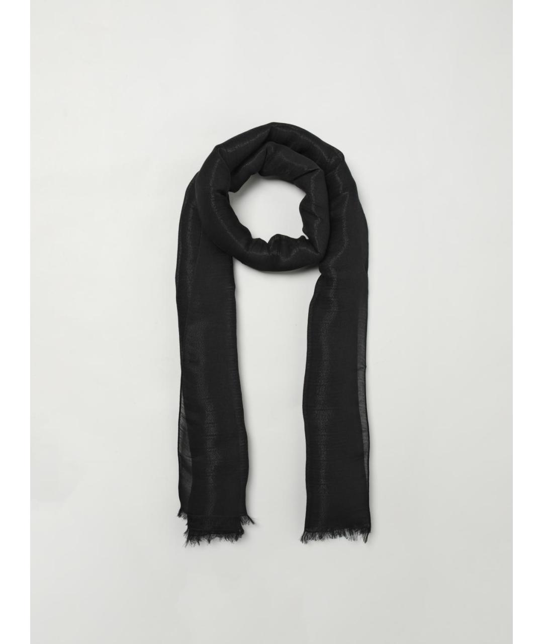 EMPORIO ARMANI Черный шерстяной шарф, фото 2