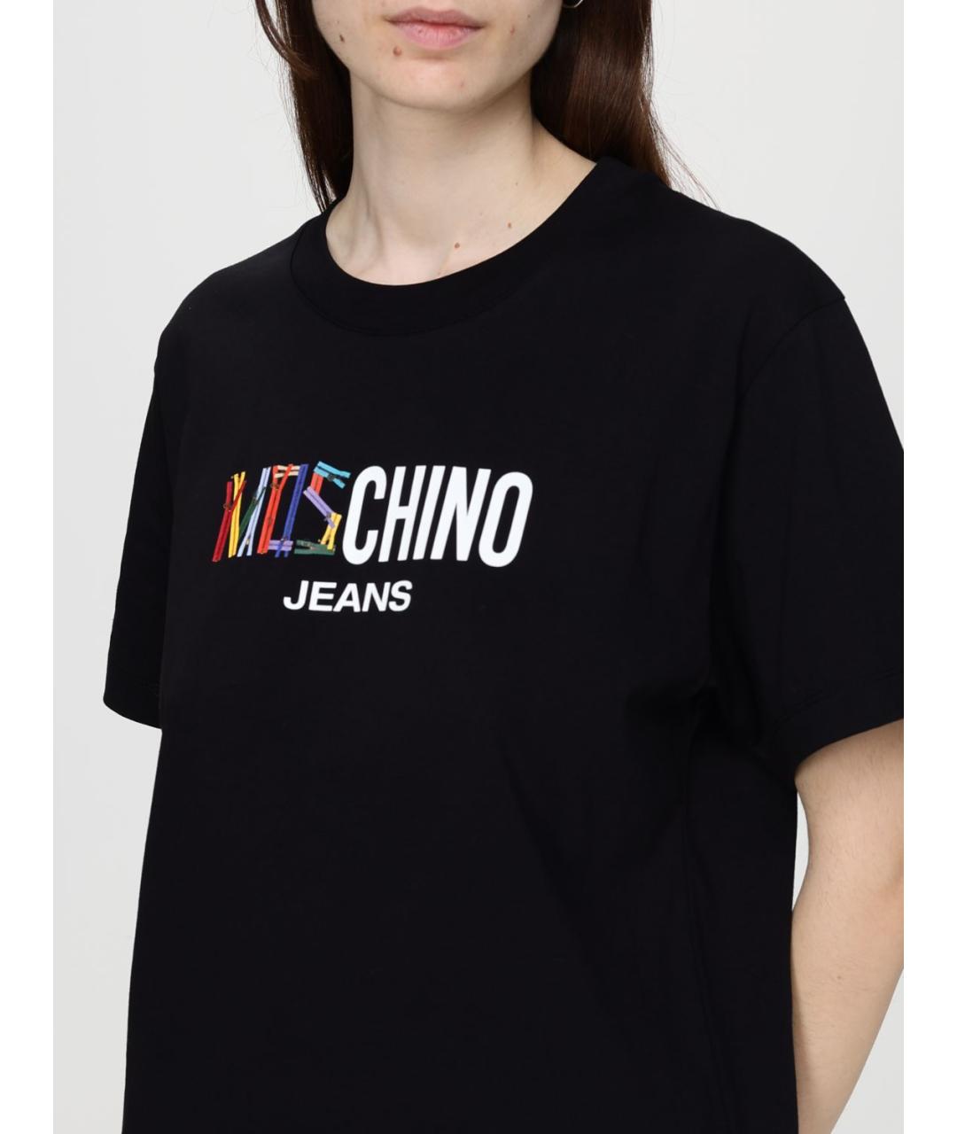 MOSCHINO JEANS Черная хлопковая футболка, фото 4