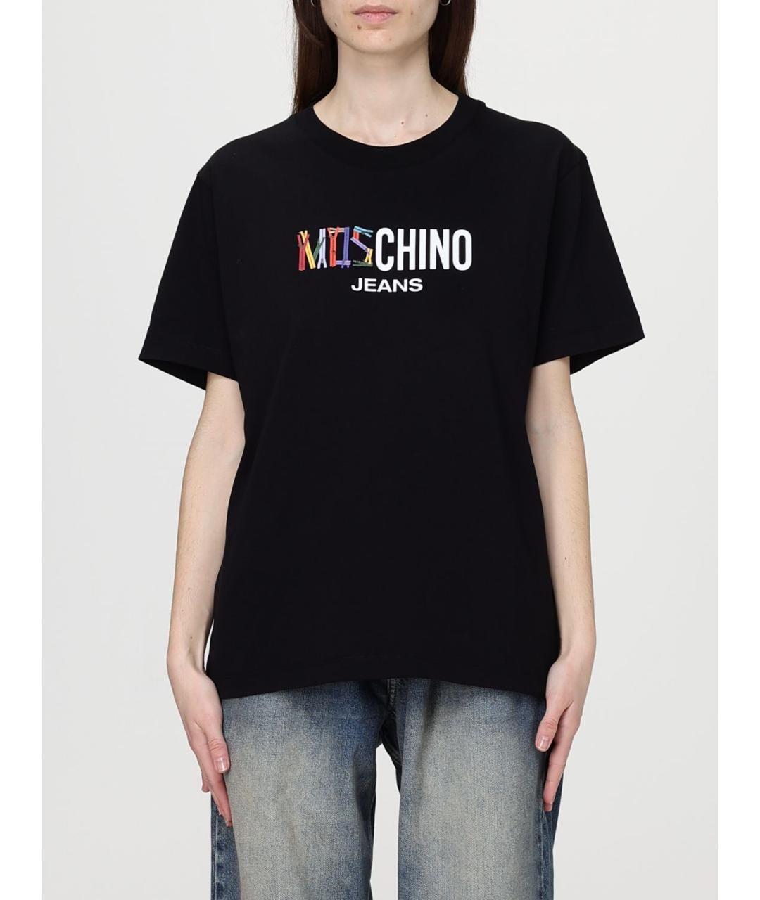 MOSCHINO JEANS Черная хлопковая футболка, фото 2