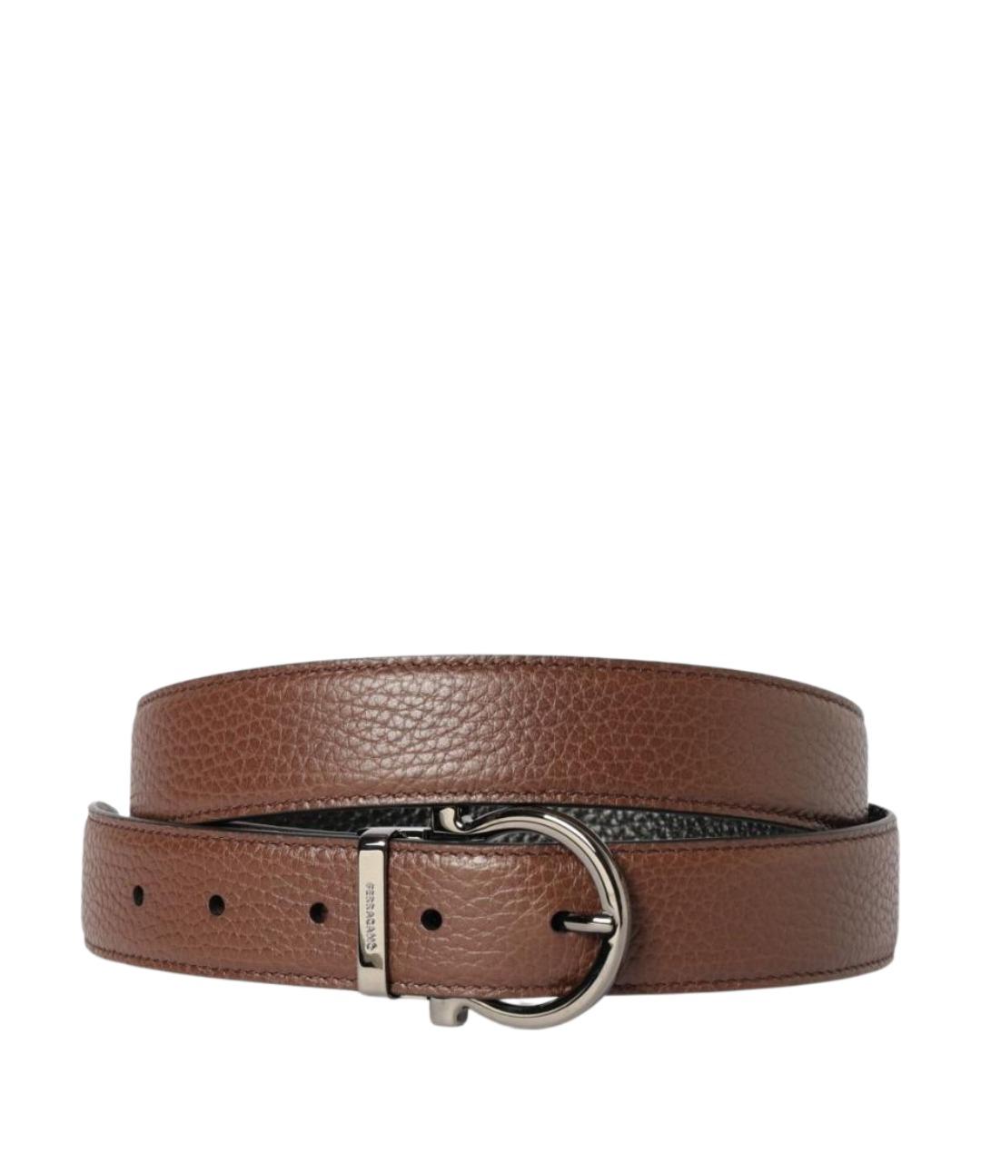 FERRAGAMO Коричневый кожаный ремень, фото 1