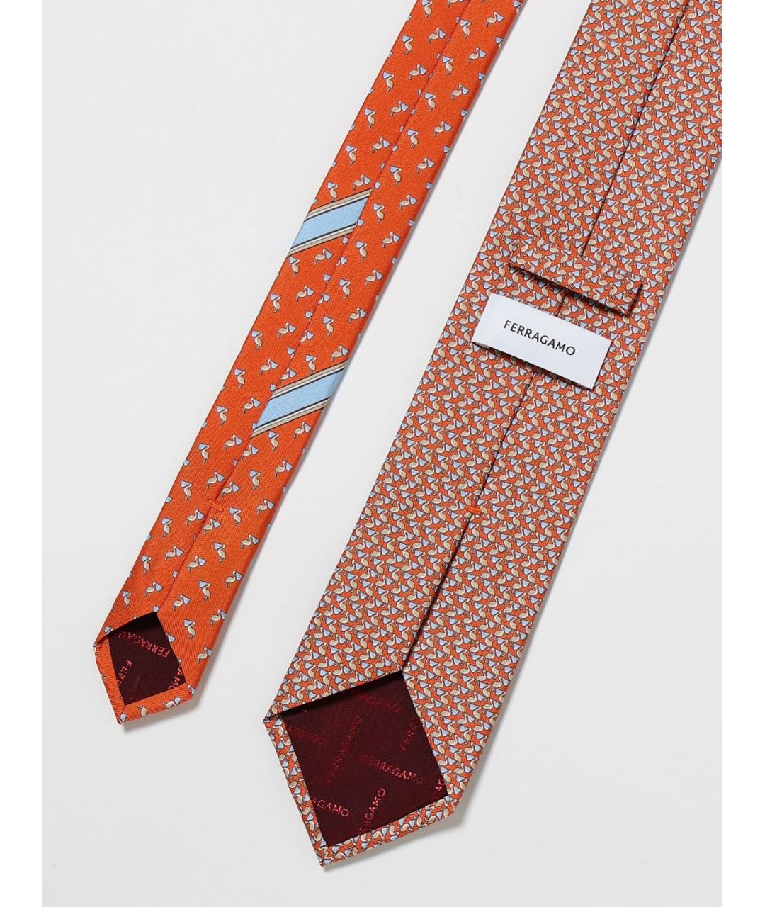 FERRAGAMO Оранжевый шелковый галстук, фото 2