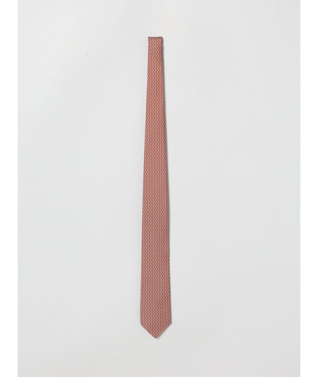 FERRAGAMO Оранжевый шелковый галстук, фото 3