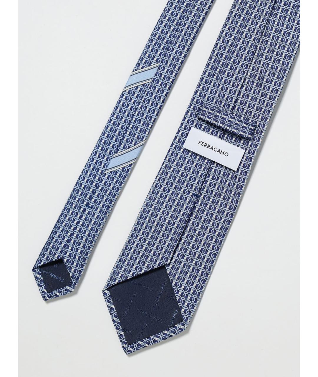 FERRAGAMO Синий шелковый галстук, фото 2