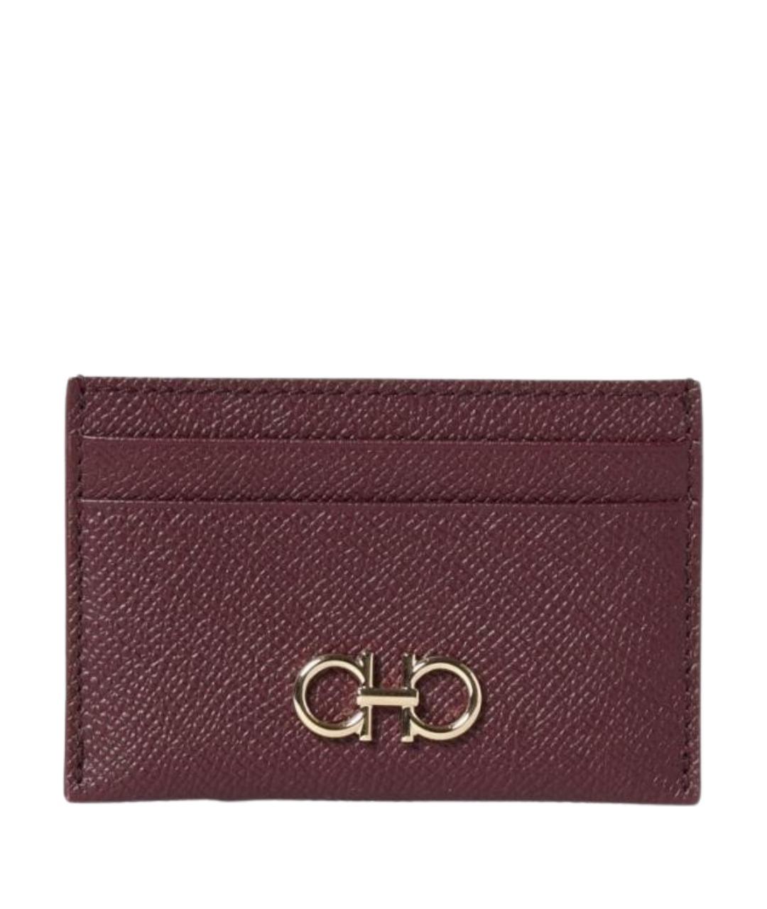 FERRAGAMO Бордовый кожаный кардхолдер, фото 1