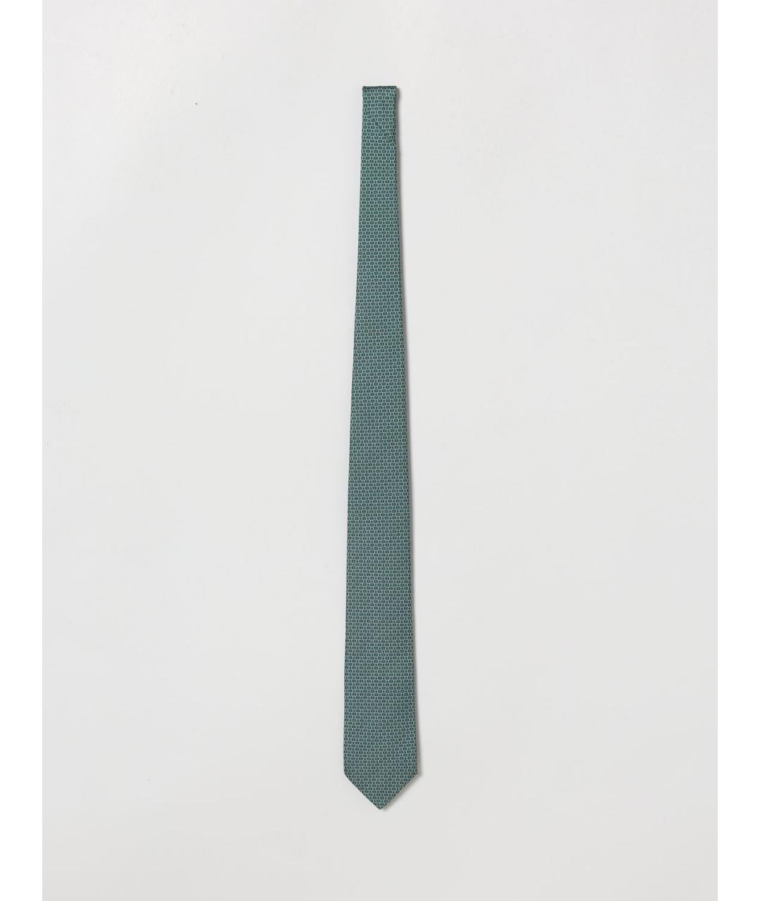 FERRAGAMO Зеленый шелковый галстук, фото 3