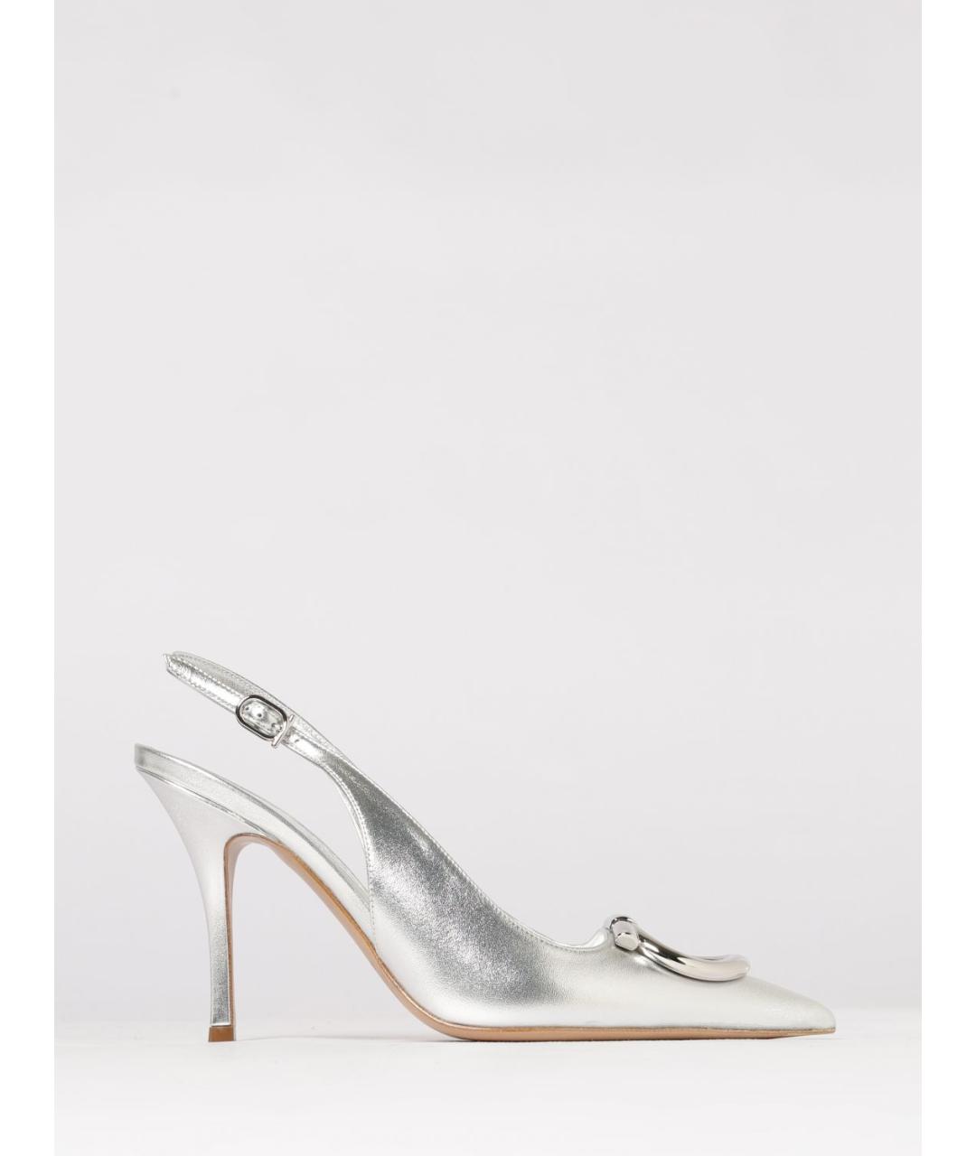 FERRAGAMO Серебряные кожаные туфли, фото 5