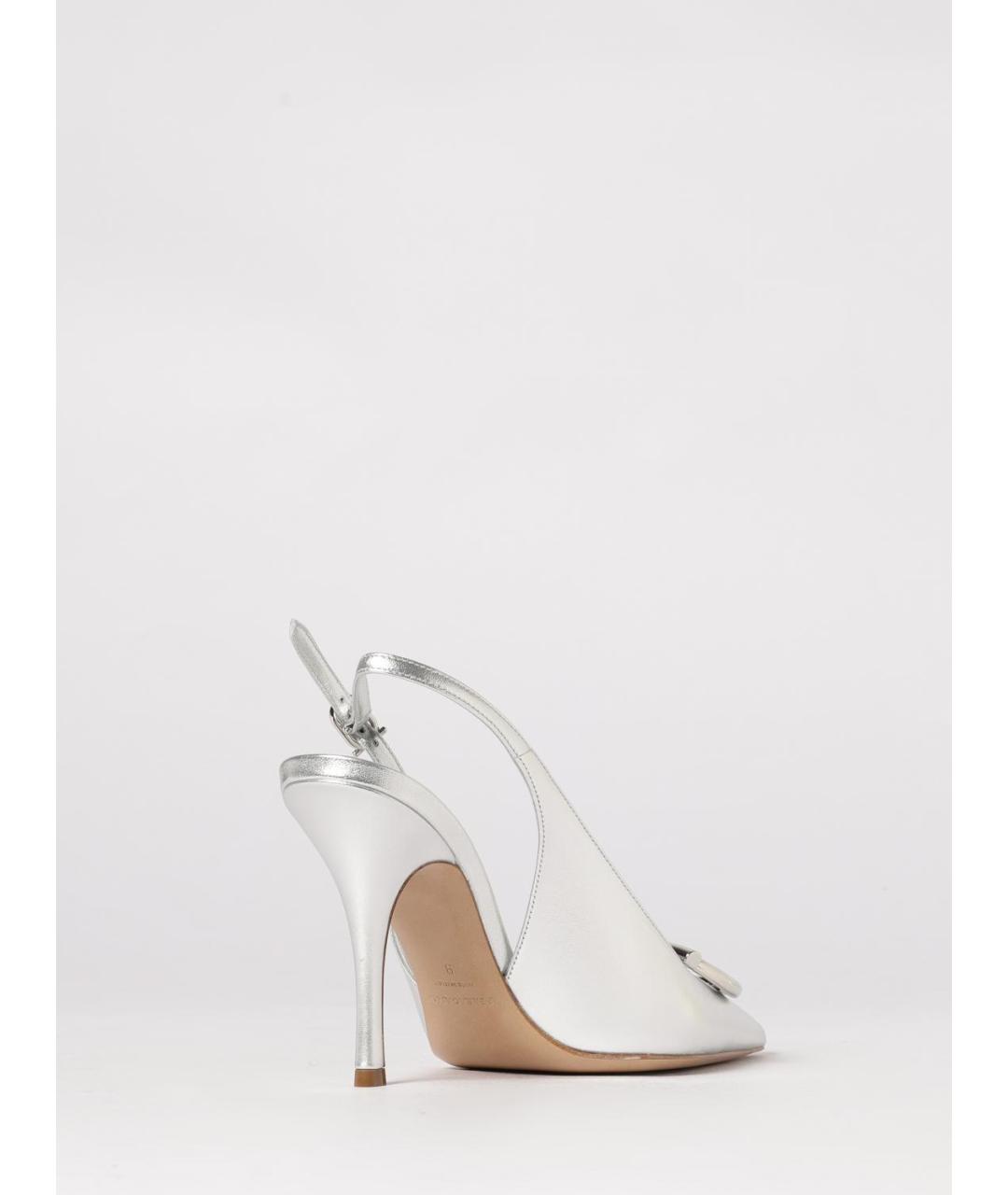 FERRAGAMO Серебряные кожаные туфли, фото 3