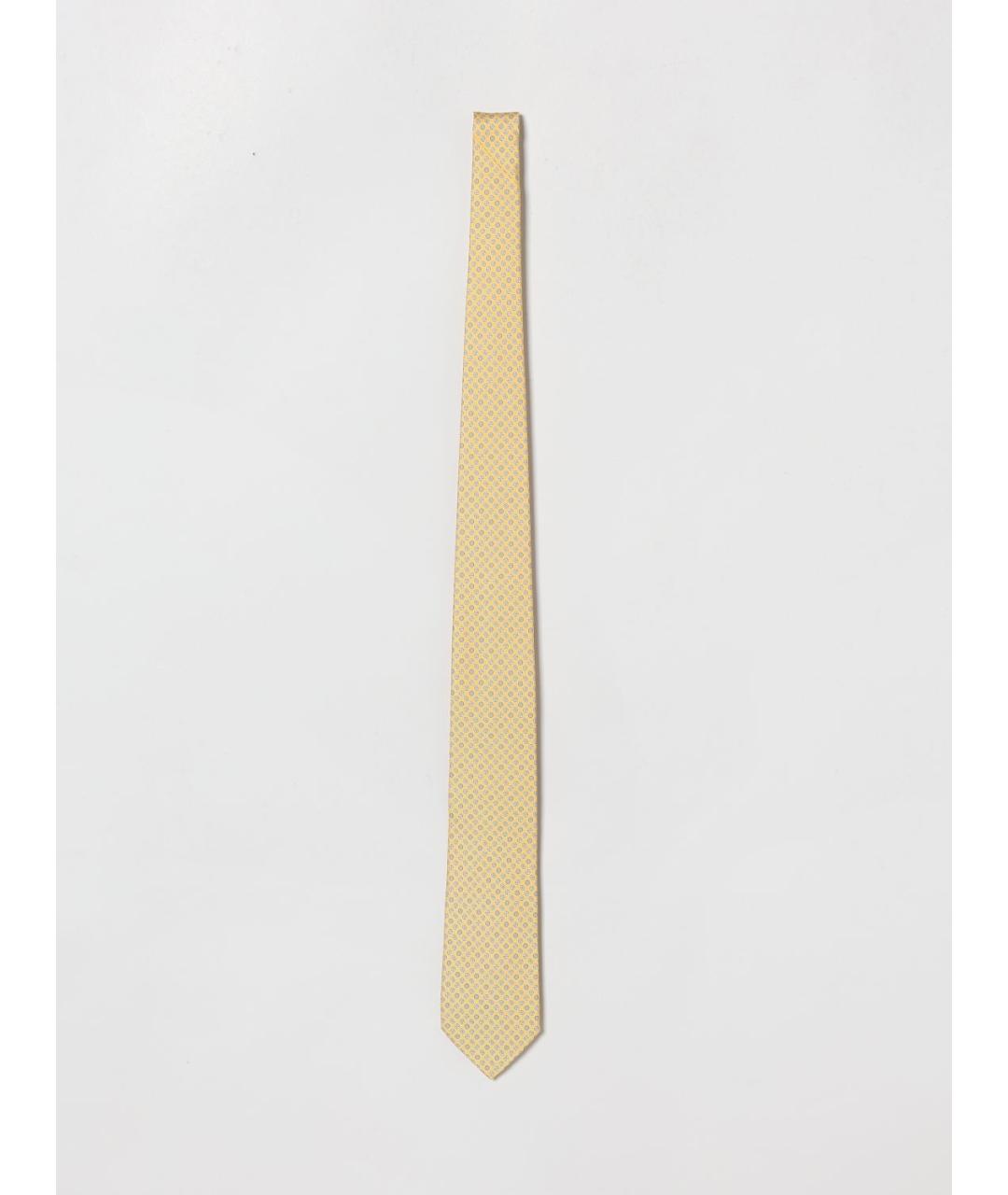 FERRAGAMO Желтый шелковый галстук, фото 3