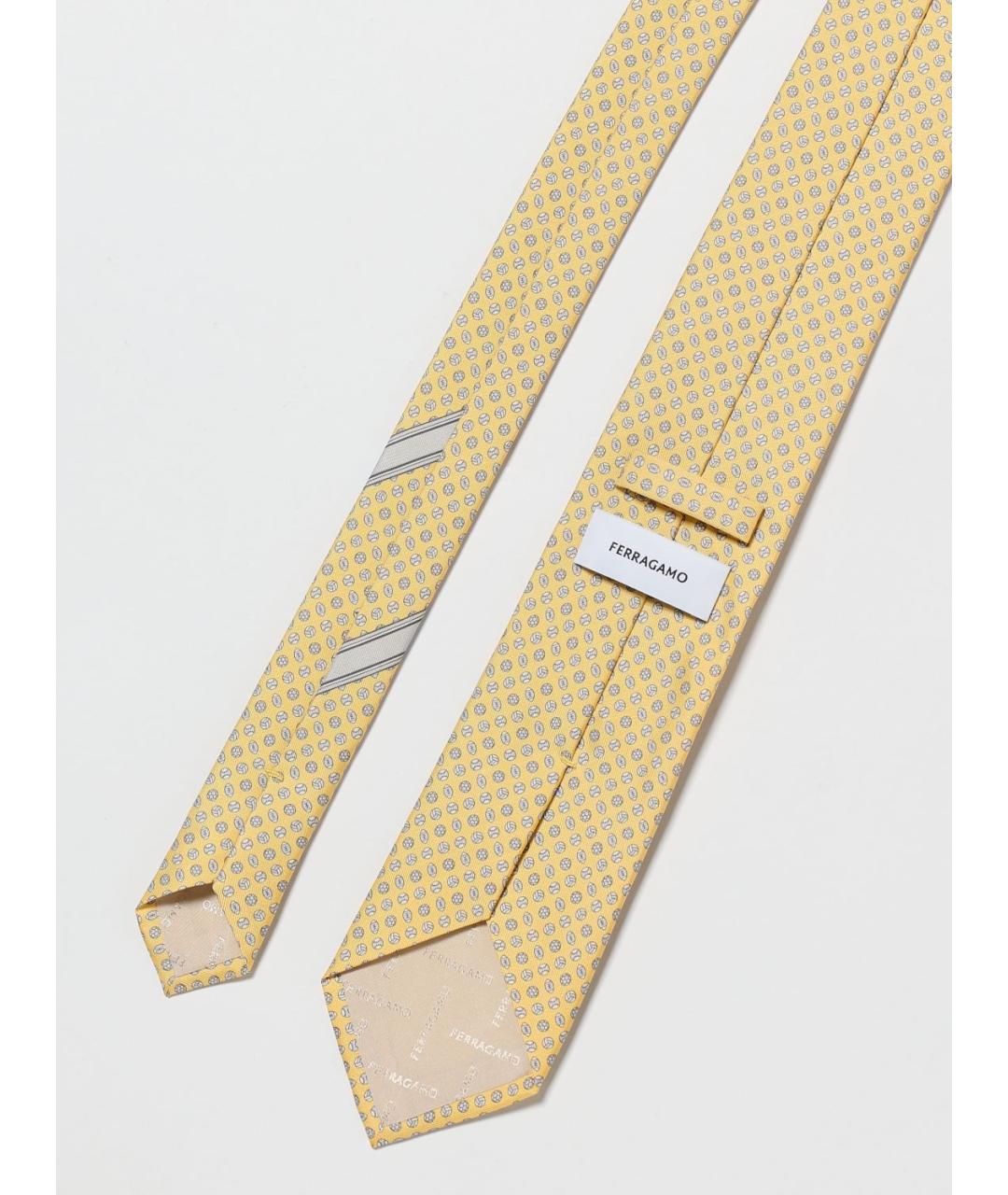 FERRAGAMO Желтый шелковый галстук, фото 2