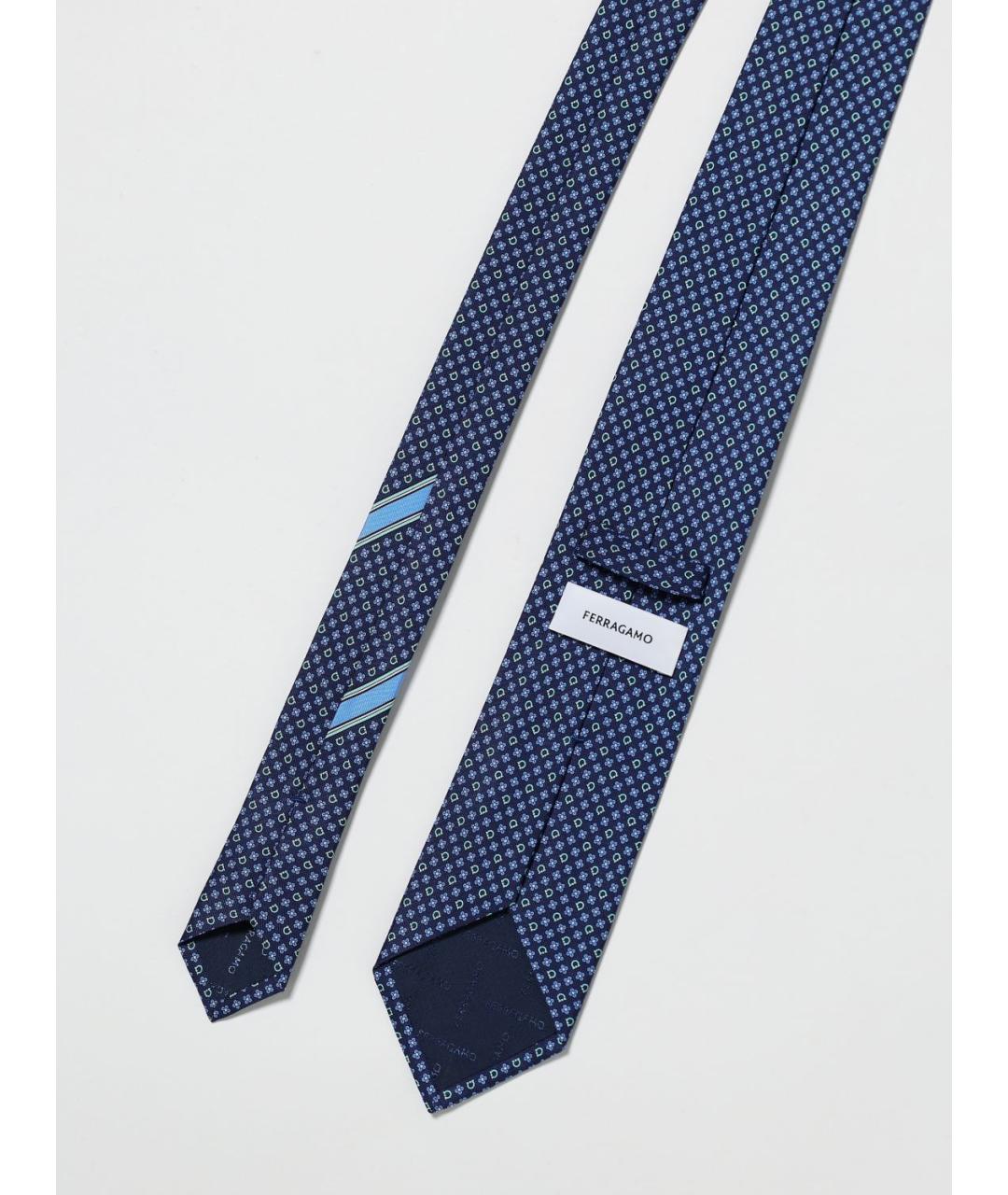 FERRAGAMO Синий шелковый галстук, фото 2