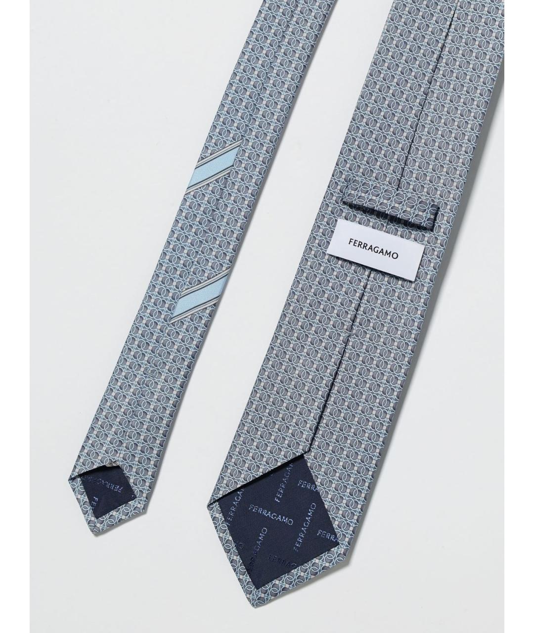 FERRAGAMO Серый шелковый галстук, фото 2