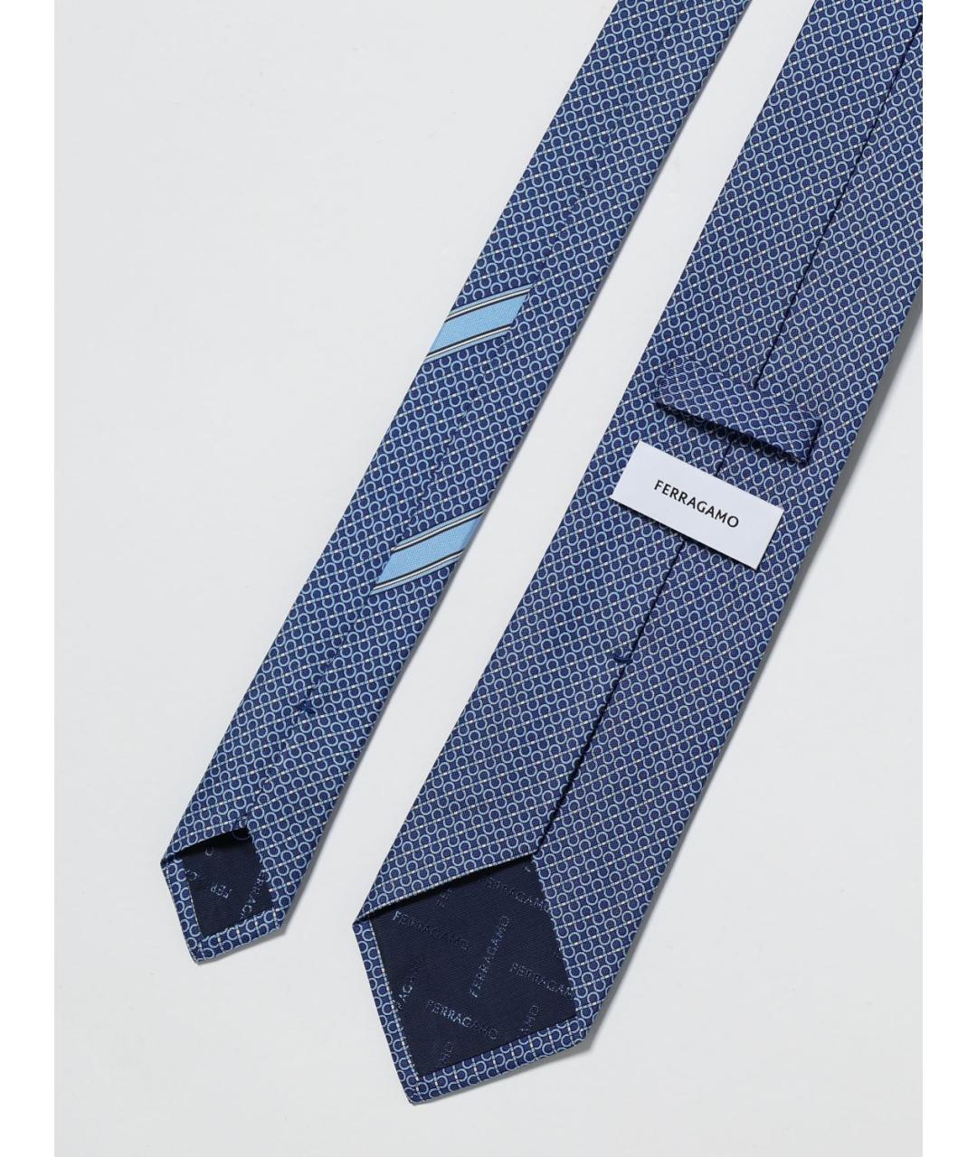FERRAGAMO Синий шелковый галстук, фото 2